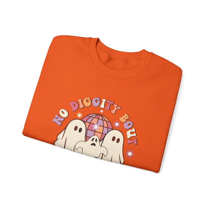 No Diggity Bout To Bag It Up Halloween Sweatshirt Retro Halloween Sweater Retro Halloween Apparel Groovy Spooky Season Crewneck Cute Ghosts