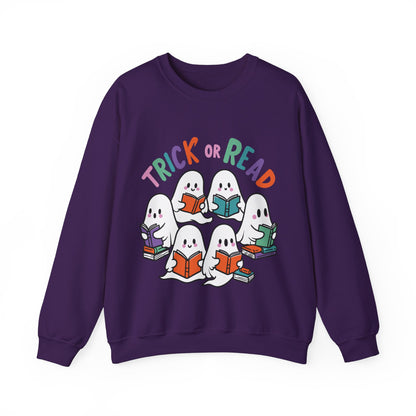 Halloween Teacher Sweatshirt Trick or Read Sweater Library Book Lover Pullover Librarian Sweatshirt Cute Ghosts Reading Books Sweater Gift 2