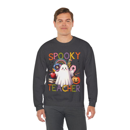 Spooky Teacher Sweatshirt Halloween Teacher Sweater Funny Ghost Teacher Pullover Sweater Groovy Halloween Teacher Gift Retro Spooky Teacher