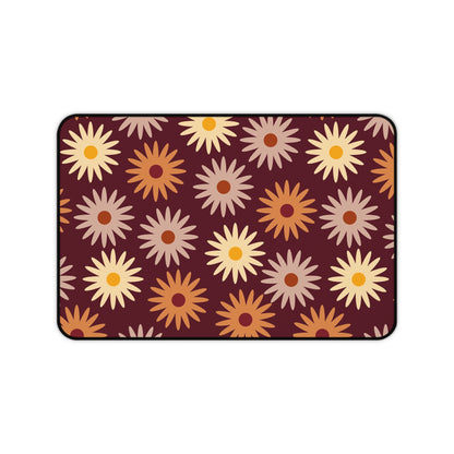 Retro Floral Desk Mat Groovy Boho Chic Office Desk Accessories 60s 70s Hippie Flower Power Mouse Pad Funky Vintage Desk Pad Gift Idea Ladies