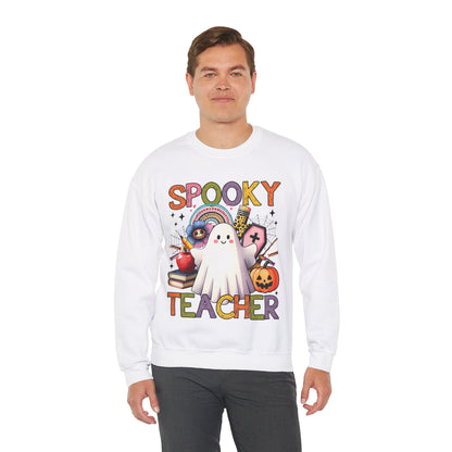 Spooky Teacher Sweatshirt Halloween Teacher Sweater Funny Ghost Teacher Pullover Sweater Groovy Halloween Teacher Gift Retro Spooky Teacher