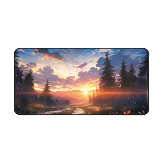 Anime Magic Trails Mat Lofi Office Desk Accessory Manga Forest Sunset Mouse Pad Japanese XL Desk Pad Large Gaming Mousepad Unique Gift Idea