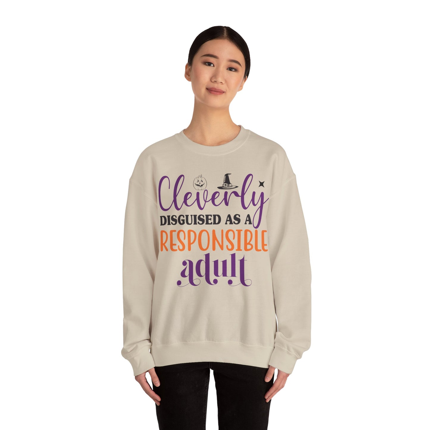 Funny Halloween Sweatshirt Cleverly Disguised as a Responsible Adult Sweat Clever Halloween Outfit Crewneck Trick or Treat Halloween Apparel