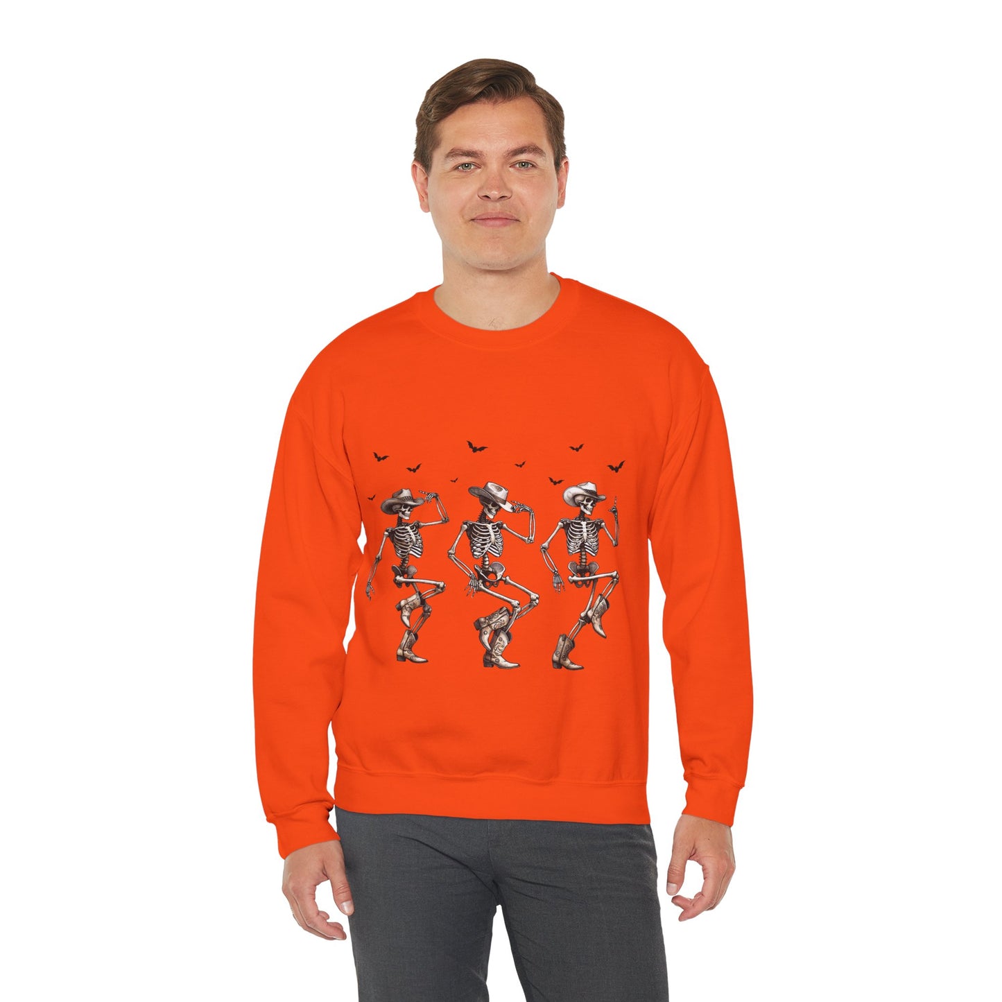 Dancing Skeleton Cowboys Sweatshirt Western Halloween Sweater Line Dancing Skeletons with Boots Cowgirls Pullover Sweater Cowboys Fall Gift