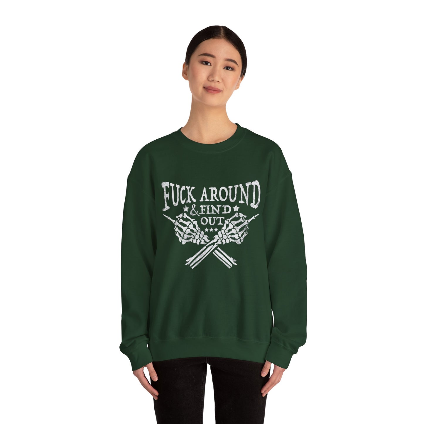 Fuck Around Find Out Sweatshirt Middle Finger Sweater Trendy Humour Sarcastic Saying Funny Halloween Sweater Funny Quote Skeleton Hand Sweat