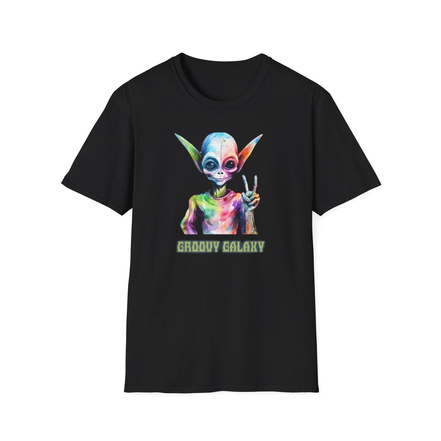 Psychedelic Retro Alien T-Shirt Graphic Art Unisex tshirt Funny UFO Lover Tee UAP Shirts Weird Cool Gift Funky Outer Space Tee Groovy Galaxy