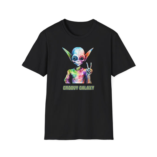 Psychedelic Retro Alien T-Shirt Graphic Art Unisex tshirt Funny UFO Lover Tee UAP Shirts Weird Cool Gift Funky Outer Space Tee Groovy Galaxy