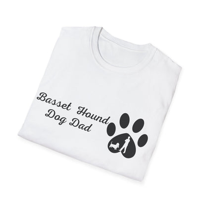 Doggy Dad's T-shirt, "Basset Hound Dog Dad", Dog Father's Day Gift, Fur Papa, Unique Men's Apparel Novelty Pet Lover Tee