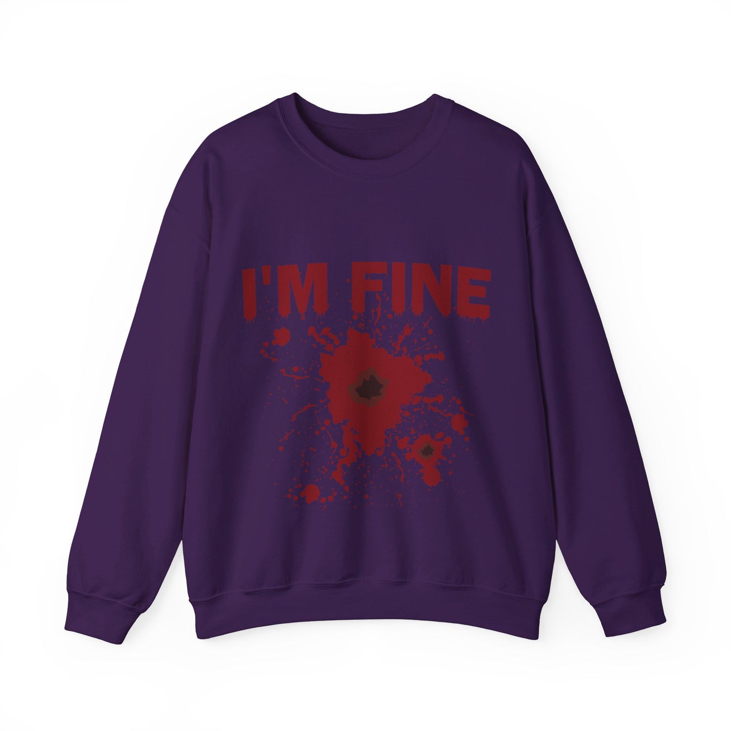 I'm Fine Sweatshirt Bloody Bullet Hole Sweater Funny Halloween Sweatshirt Funny Horror Fan Club Sweater Horror Movie Addict Gift Bloody Tee