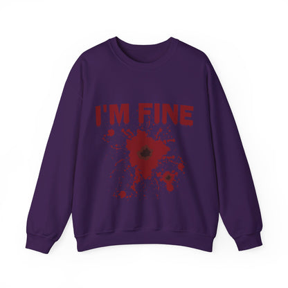 I'm Fine Sweatshirt Bloody Bullet Hole Sweater Funny Halloween Sweatshirt Funny Horror Fan Club Sweater Horror Movie Addict Gift Bloody Tee