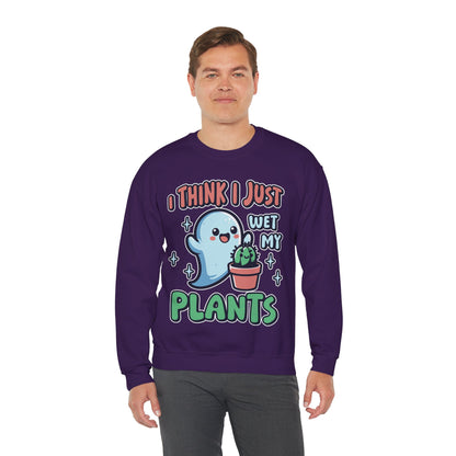 Funny Plant Lover Halloween Sweatshirt I Think I Wet My Plants Sweater Cute Ghost Plant Lover Pullover Sweater Cute Gardening Ghost Gift 2