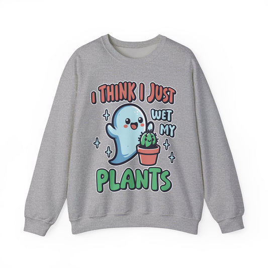 Funny Plant Lover Halloween Sweatshirt I Think I Wet My Plants Sweater Cute Ghost Plant Lover Pullover Sweater Fun Cute Gardening Ghost Gift