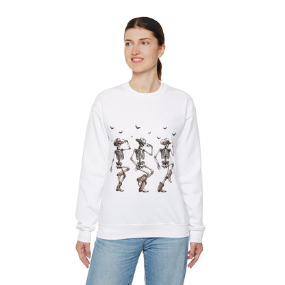 Dancing Skeleton Cowboys Sweatshirt Western Halloween Sweater Line Dancing Skeletons with Boots Cowgirls Pullover Sweater Cowboys Fall Gift