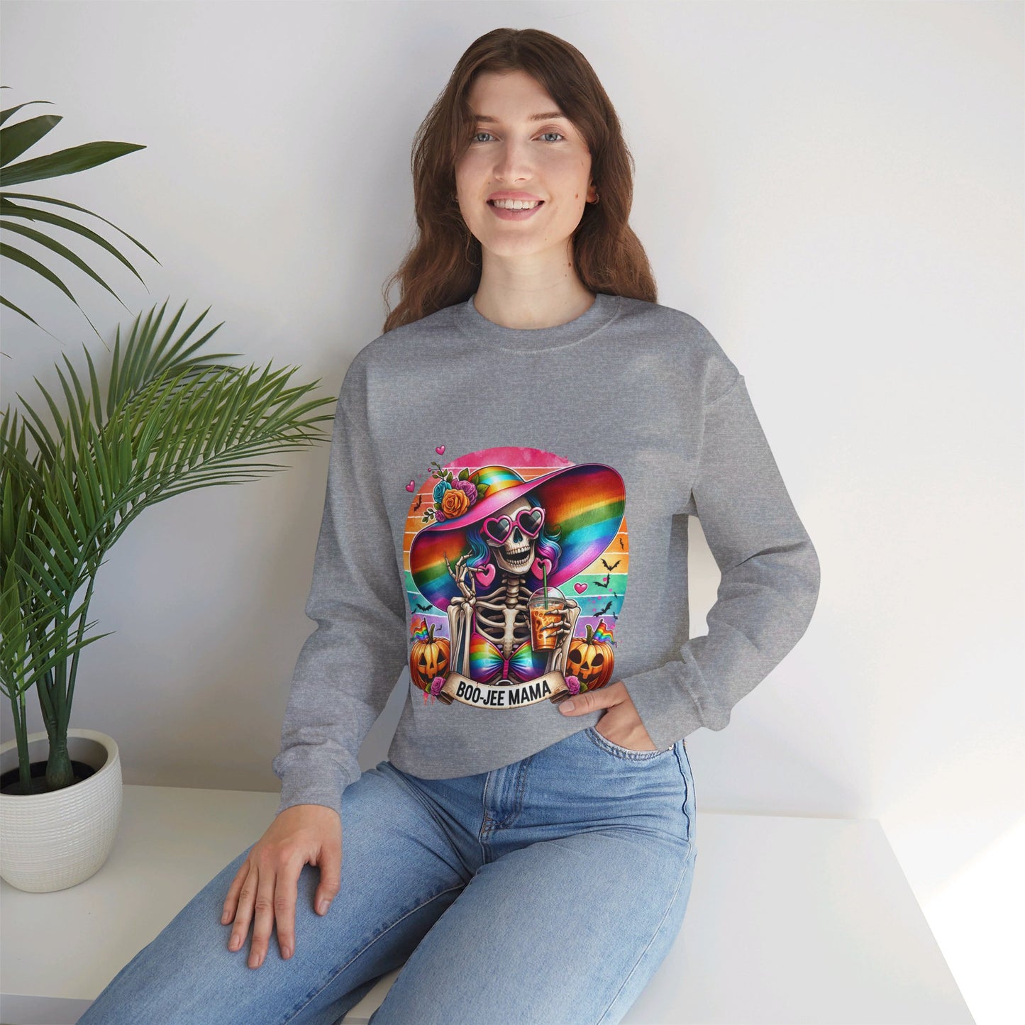 Boo-jee Mama Sweatshirt Retro Mom Halloween Sweater Funny Mom Skeleton Coffee Sweatshirt Bougie Spooky Mama Pullover Sweater Boujee Mom Gift