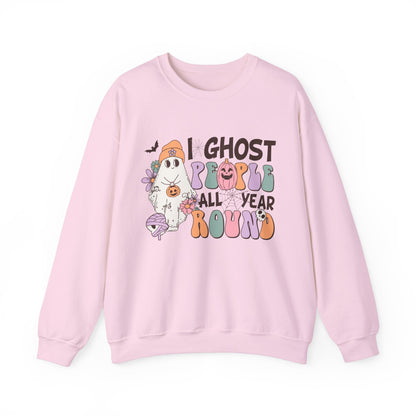 I Ghost People Year Round Sweatshirt Funny Halloween Sweater Retro Halloween Sweatshirt Cool Ghost Halloween Apparel Groovy Spooky Season