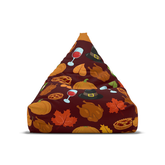 Thanksgiving Bean Bag Chair Cover Autumn Beanbag Fall Season Home Decor Turkey Dinner Adult Teens Dorm Bedroom Living Room Gaming Chair Gift