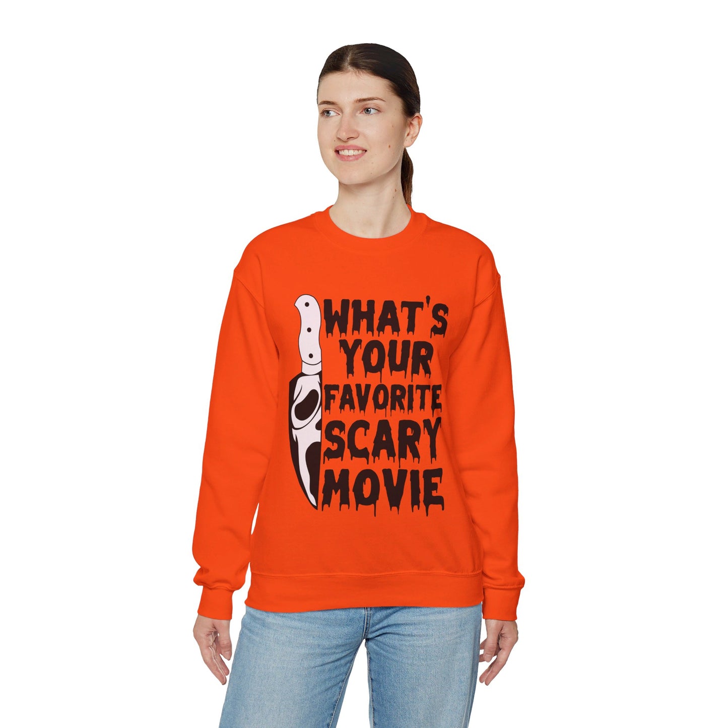 What's Your Favorite Scary Movie Sweatshirt Horror Movie Addict Sweater Ghostface Halloween Sweatshirt Scream Sweater Gift Horror Movie Club