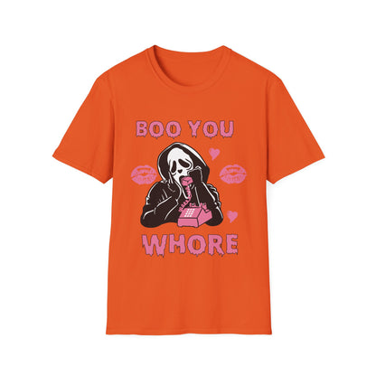 Boo You Whore Unisex T-shirt Funny Halloween T-shirt Spooky Season Tee Shirt Horror Movie Halloween Outfit Ghostface Valentine T-Shirt Gift