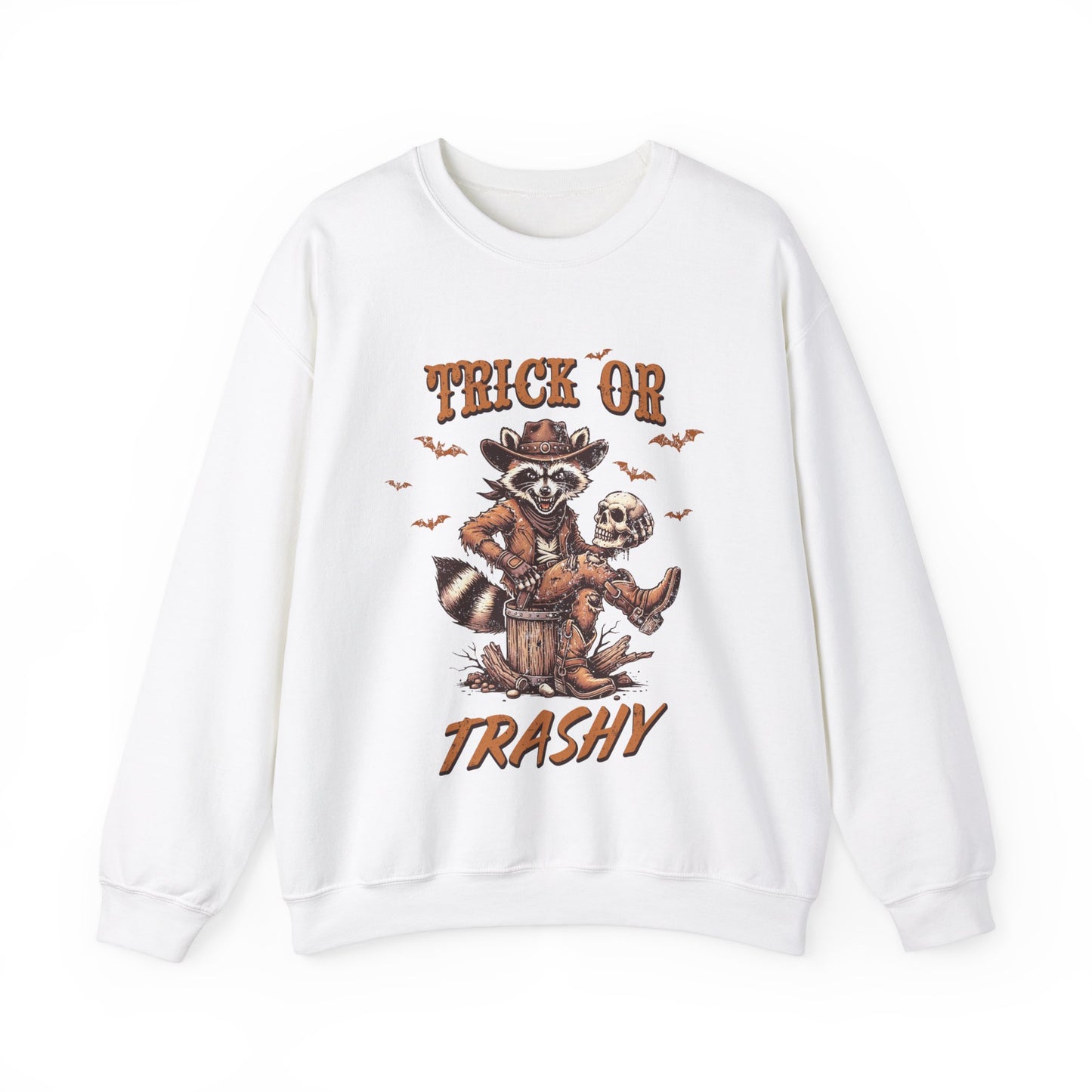 Funny Western Halloween Raccoon Sweatshirt Country Feral Trick Or Trashy Sweater Fun Halloween Trick Or Treat Day Cowboy Raccoon Lover Gift