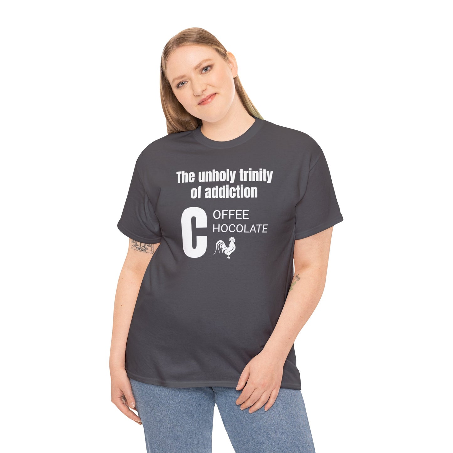 Funny Unisex Heavy Cotton Tee,"The unholy trinity...", Rude Adult Unique Novelty Gift, Naughty Gag T-shirt Present, Fun Divorcee