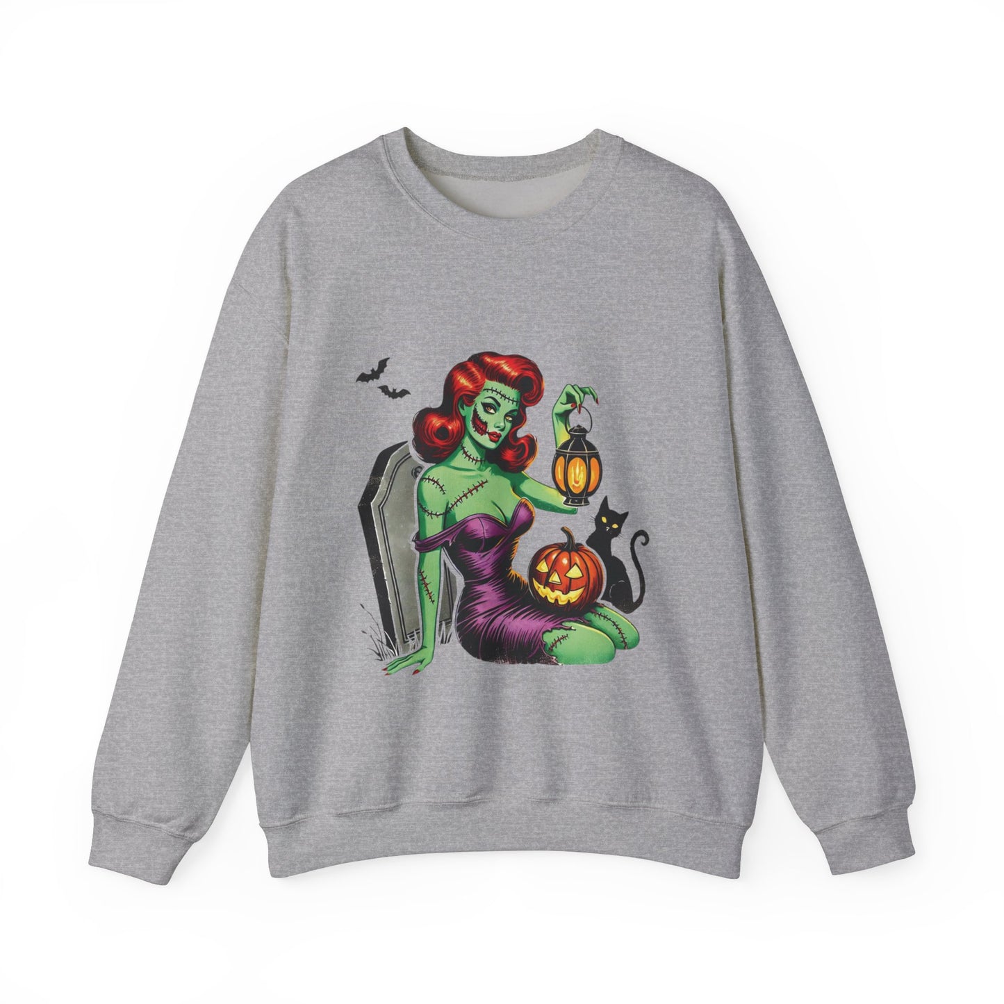 Zombie Pin-Up Girl Sweatshirt Halloween Zombie Girl Sweater Retro Pin Up Girl Zombie Pullover Vintage Zombie Pin Up Girl Sweater Womans Gift