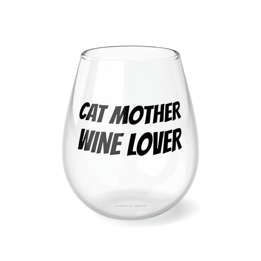 Mother's Stemless Wine Glass, "Cat Mother Wine Lover", Feline Mother's Day Gift, Best Present for Kitty Mom, For Her Christmas, Birthday