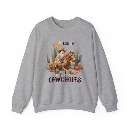 Long Live CowGhouls Sweatshirt Funny Retro Halloween Sweater Vintage Western Halloween Outfit Cowgirl Ghost Sweatshirt Howdy Ghost Crewneck