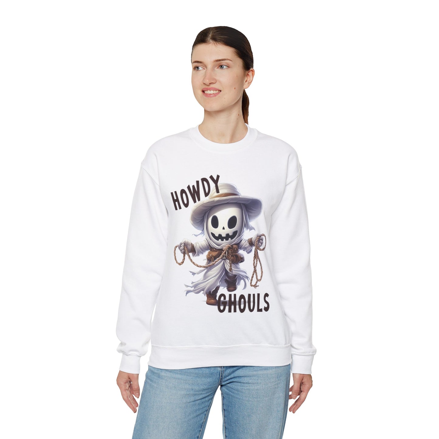 Howdy Ghouls Western Halloween Sweatshirt Funny Western Ghost Halloween Sweater Punny Ghost Howdy Ghouls Pullover Sweater Fall Unisex Gift