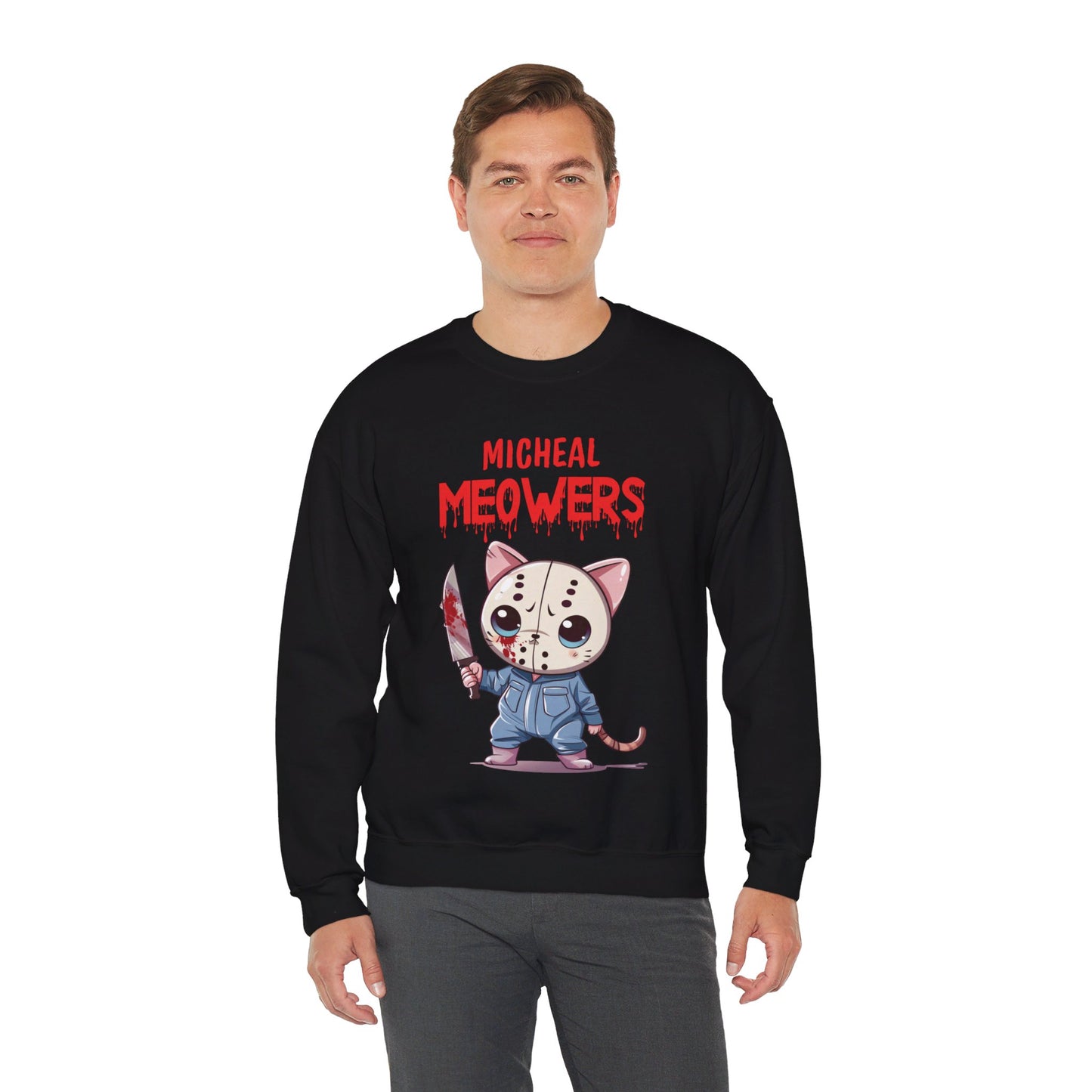 Michael Meowers Sweatshirt Funny Halloween Cat Lover Sweater Horror Character Sweatshirt Horror Movie Addicts Sweater Horror Fan Club Gift