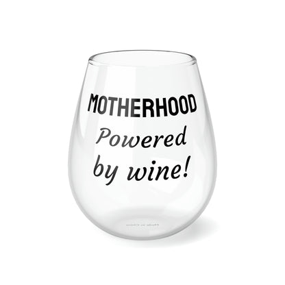 Funny Mother's Stemless Wine Glass,"Motherhood Powered by...",Mother's Day Gift,Best Present for Mom,Christmas,Birthday,Unique Novelty Bar