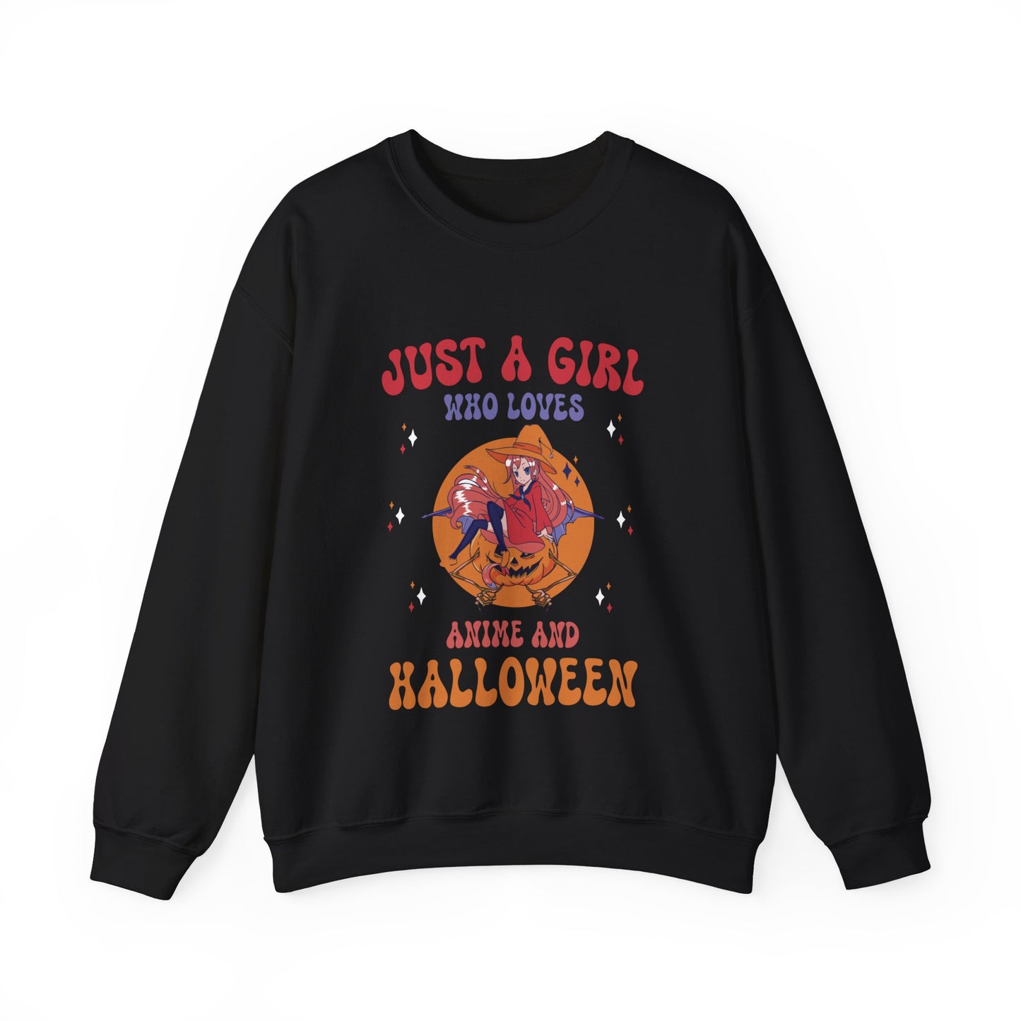 Anime Halloween Sweatshirt Just a girl who loves Anime and Halloween Fall Sweater Cute Lofi Crewneck Halloween Apparel Manga Fan Women Gift