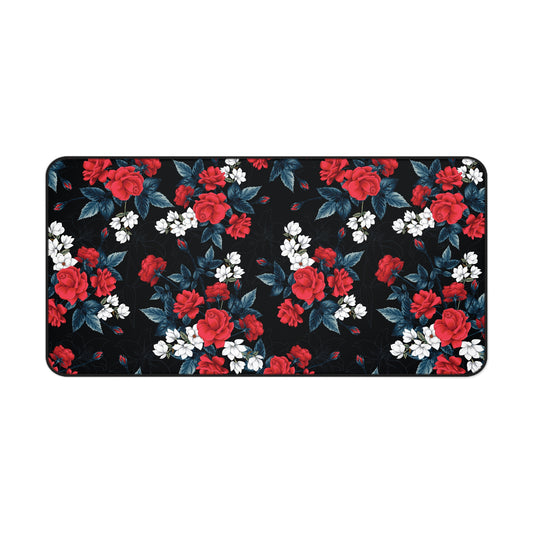 Cottagecore Desk Mat Red Flowers Office Desk Accessories Vintage Garden Flora Mouse Pad Botantical Desk Pad Nature Lover Gift Idea Ladies