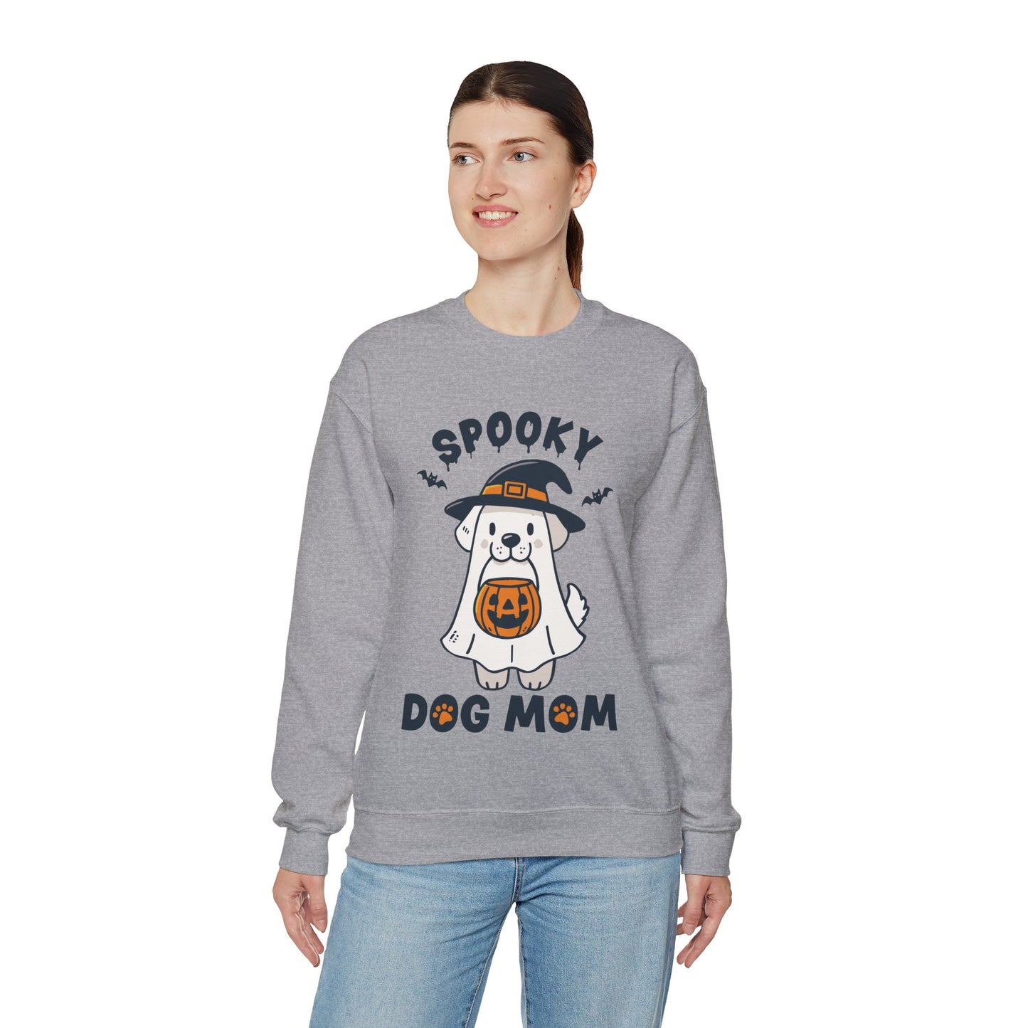 Spooky Dog Mom Sweatshirt Halloween Ghost Dog Sweater Women Dog Lover Pullover Cute Dog Mom Gift Trick or Treat Dog Mom Halloween Sweatshirt