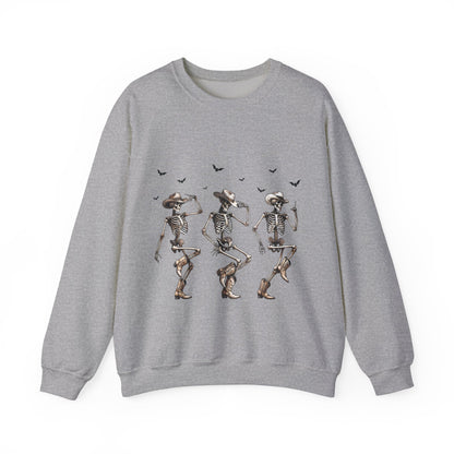 Dancing Skeleton Cowboys Sweatshirt Western Halloween Sweater Line Dancing Skeletons with Boots Cowgirls Pullover Sweater Cowboys Fall Gift