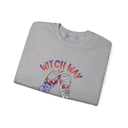 Witch Way To The Wine Sweatshirt Funny Halloween Sweater Halloween Witch Sweatshirt Wine Drinker Gift Halloween Party Spooky Season