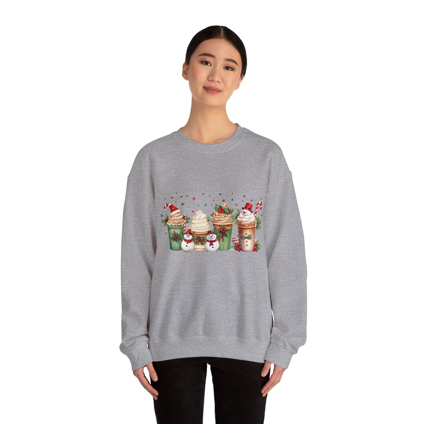 Snowman Christmas Coffee Sweatshirt Christmas Sweater Coffee Lover Gift Holiday Sweater Latte Christmas Crewneck Women's Christmas Jumper