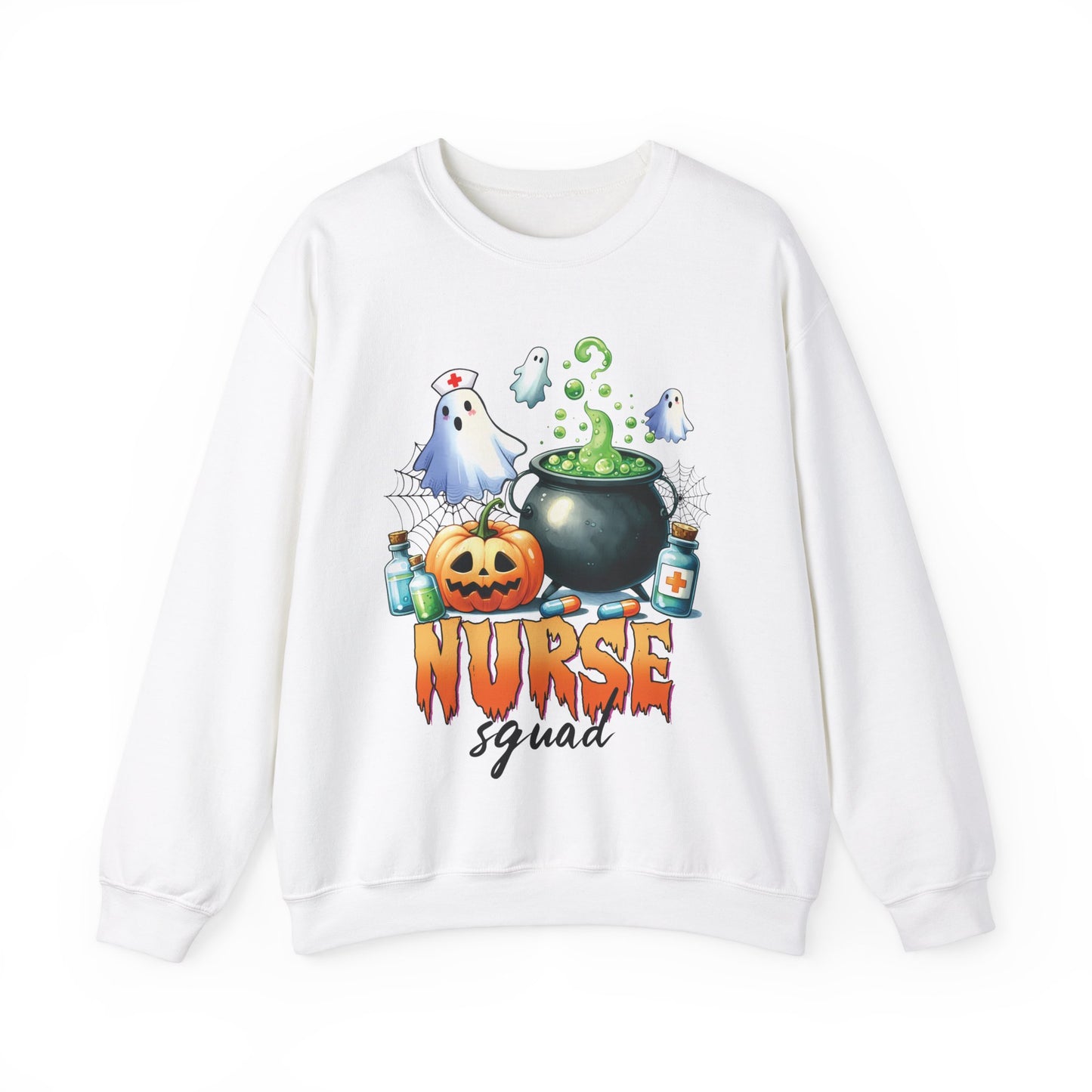 Nurse Squad Halloween Sweatshirt School Nurse Sweater Cute Ghost Nurse Gift Spooky Season Pullover Sweater Boo Ghost Nursing Student Gift