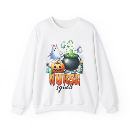 Nurse Squad Halloween Sweatshirt School Nurse Sweater Cute Ghost Nurse Gift Spooky Season Pullover Sweater Boo Ghost Nursing Student Gift