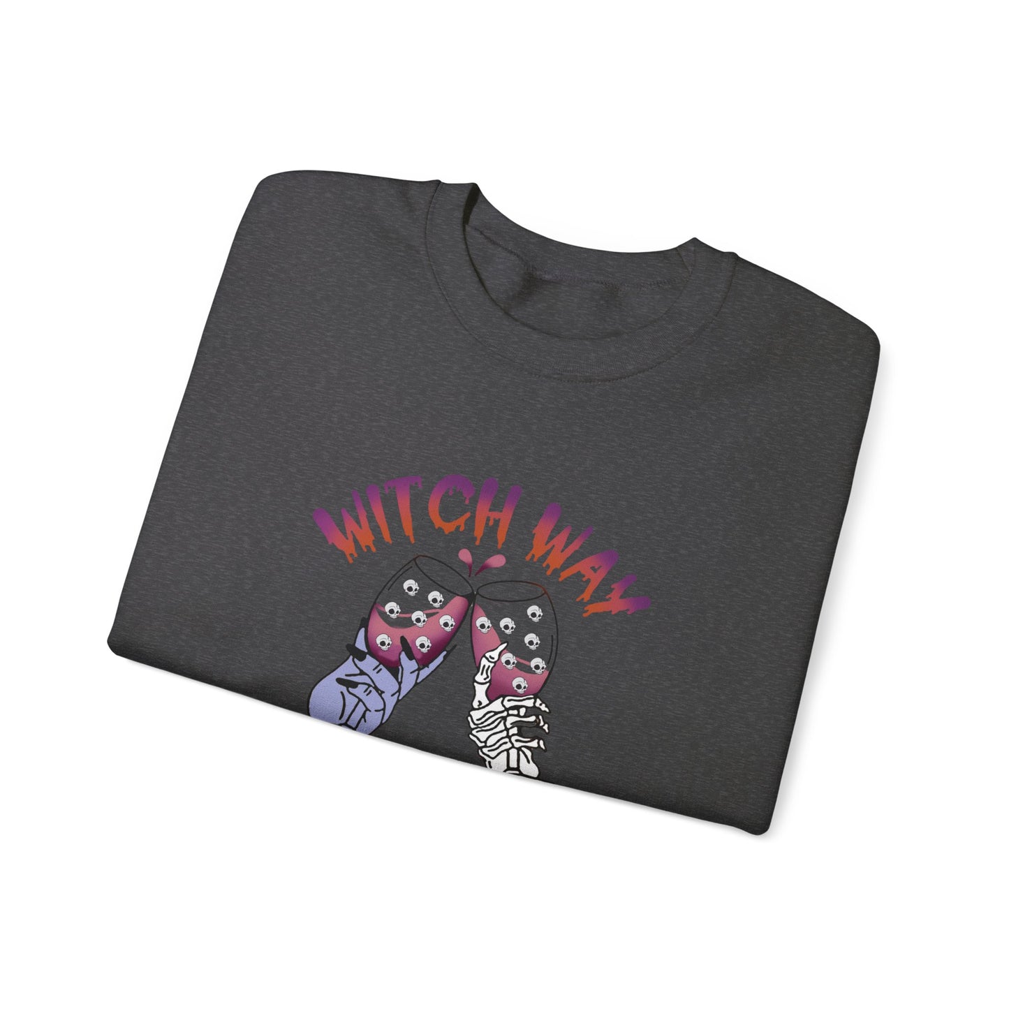 Witch Way To The Wine Sweatshirt Funny Halloween Sweater Halloween Witch Sweatshirt Wine Drinker Gift Halloween Party Spooky Season