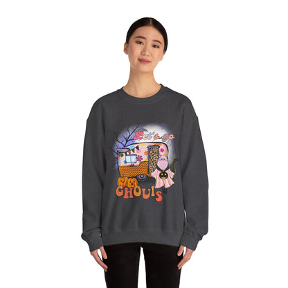 Lets Go Ghouls Sweatshirt Retro Halloween Sweater Funny Cat Halloween Sweat Spooky Season Crewneck Groovy Girls Trip Halloween Party Outfit