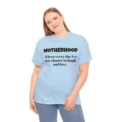 Fun Mom's Unisex Heavy Cotton Tee, "MOTHERHOOD", Mother's Day Gift, T-shirt for Her, Ladies Adult Unique Novelty Present