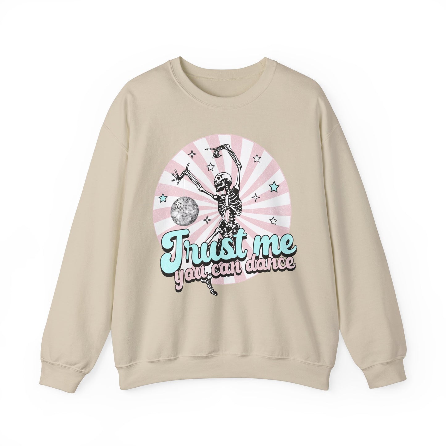 Trust Me You Can Dance Sweatshirt Funny Halloween Sweater Retro Halloween Sweatshirt Spooky Season Gift Dancing Skeleton Groovy Disco Ball