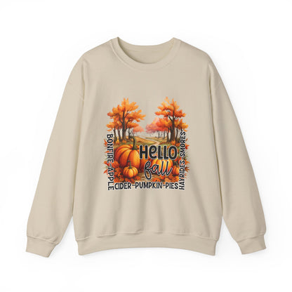 Hello Fall Sweatshirt Fall Words Sweater Hello Fall Crewneck Autumn Season Sweat Fall Graphic Apparel Cute Thanksgiving Sweatshirt Pumpkin