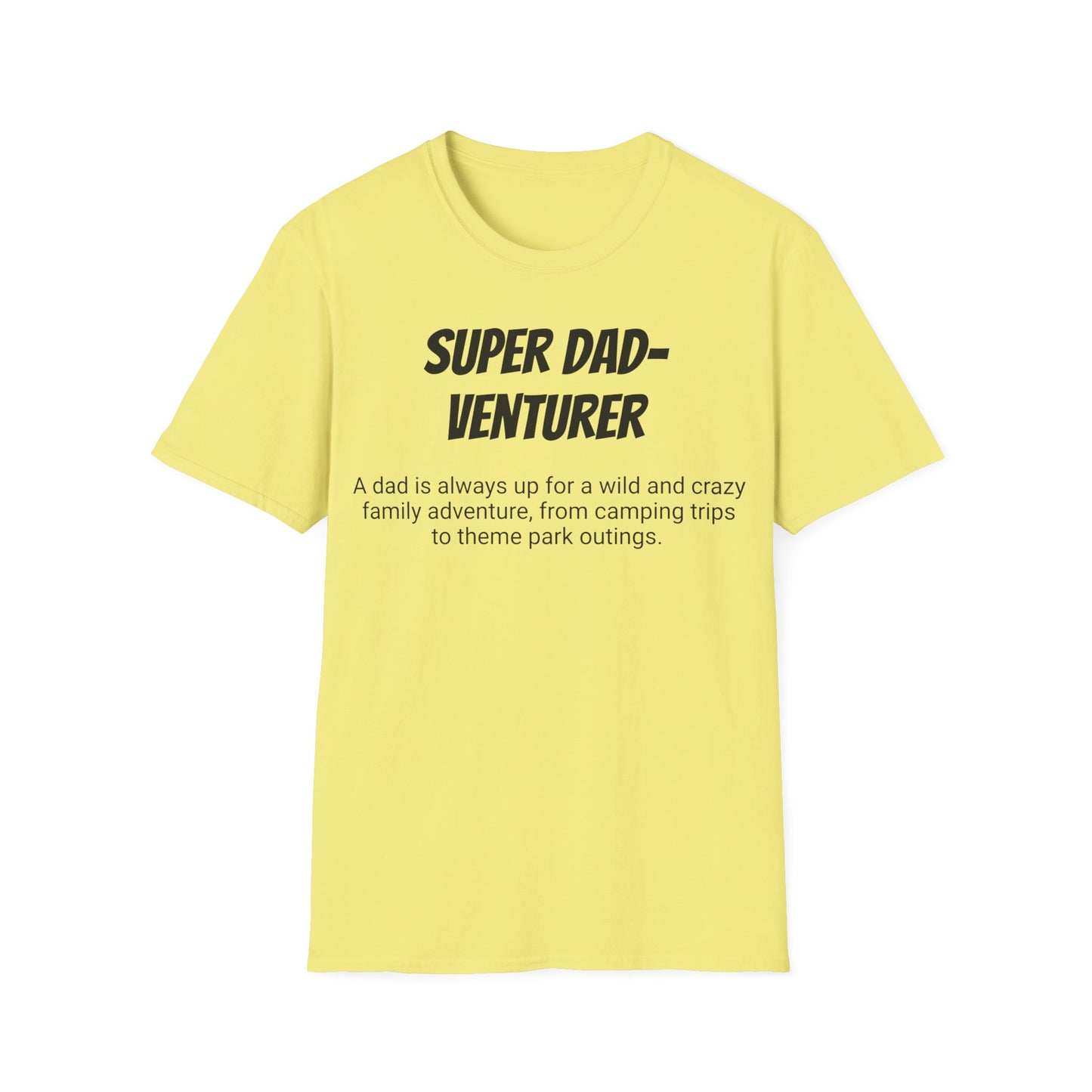 Funny Dad's Mens Softstyle T-shirt, "Super Dad-venturer", Father's Day Gift, Adult Humorous Unique Novelty Apparel Present