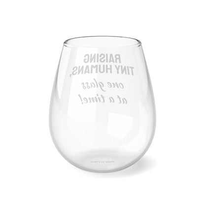 Funny Mother's Stemless Wine Glass,"Raising tiny humans...",Mother's Day Gift, Best Present for Mom,Christmas,Birthday, Unique Novelty Bar