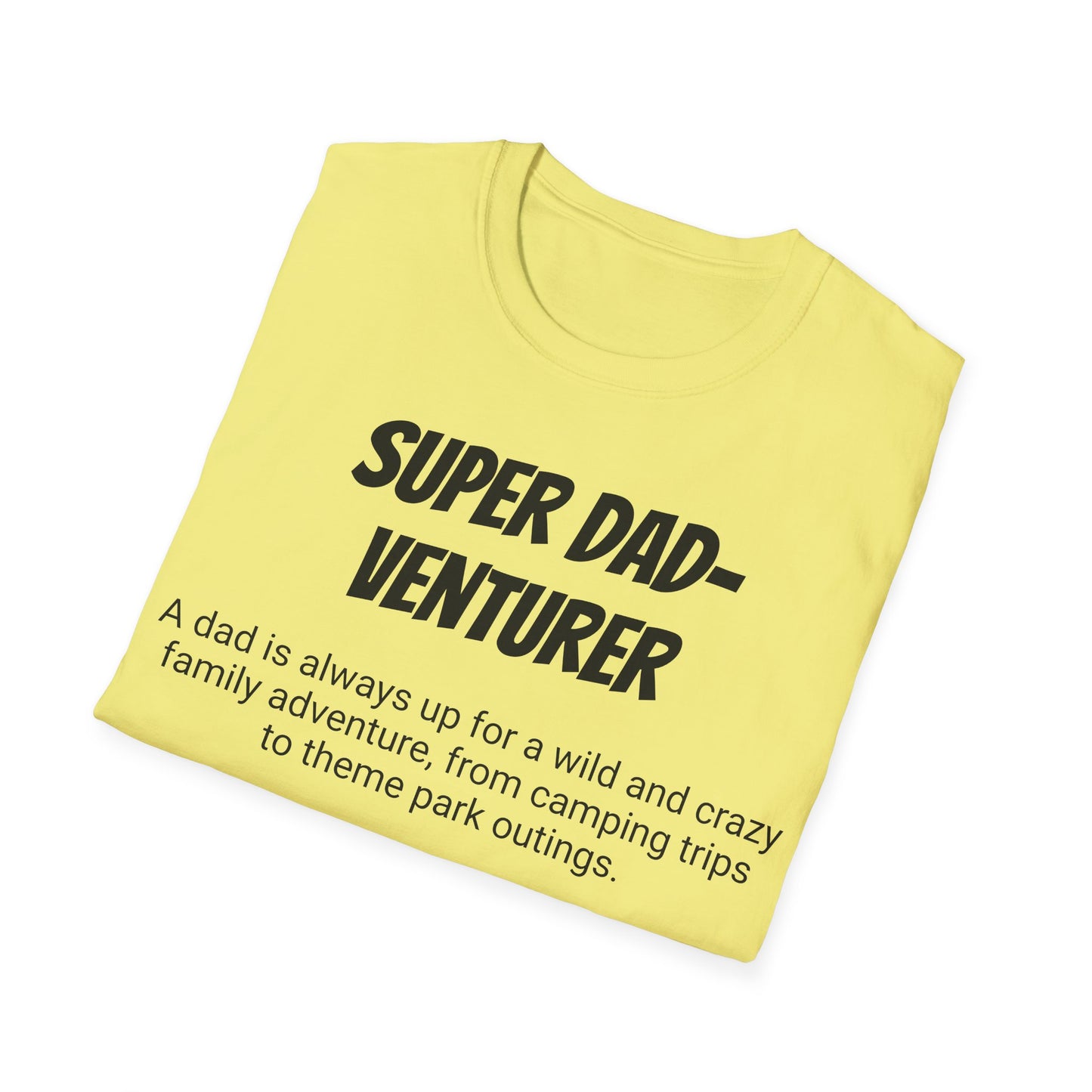 Funny Dad's Mens Softstyle T-shirt, "Super Dad-venturer", Father's Day Gift, Adult Humorous Unique Novelty Apparel Present