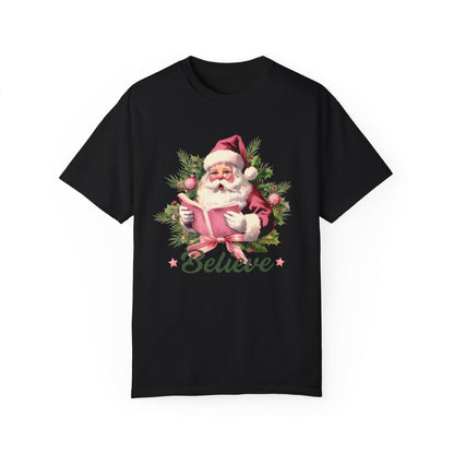 Comfort Colors® Believe Christmas Shirt 1950s Vintage Pink Santa Tshirt Vintage Christmas Believe T-shirt Retro Christmas Party Tee Believe