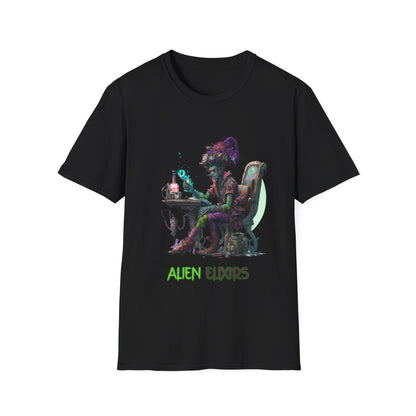 Cyberpunk Space Alien T-Shirt Graphic Art Funny Unisex Retro tshirt Galaxy UFO Lover Tee UAP Shirt Weird Cool Gift Science Geek Alien Elxirs