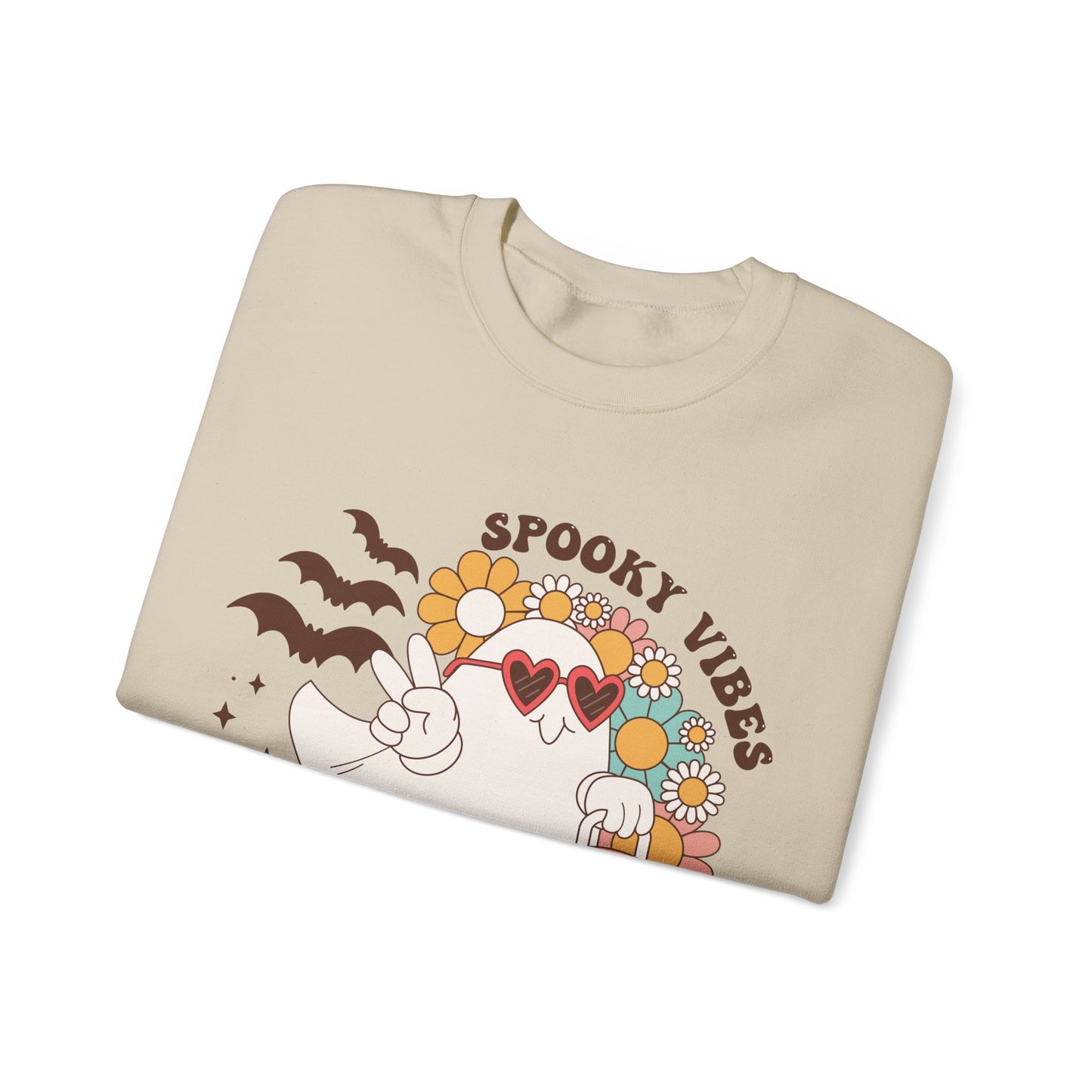 Spooky Vibes Halloween Sweatshirt Retro Groovy Ghost Sweater Groovy Halloween Sweater Retro Spooky Season Apparel Cute Spooky Vibes Ghost