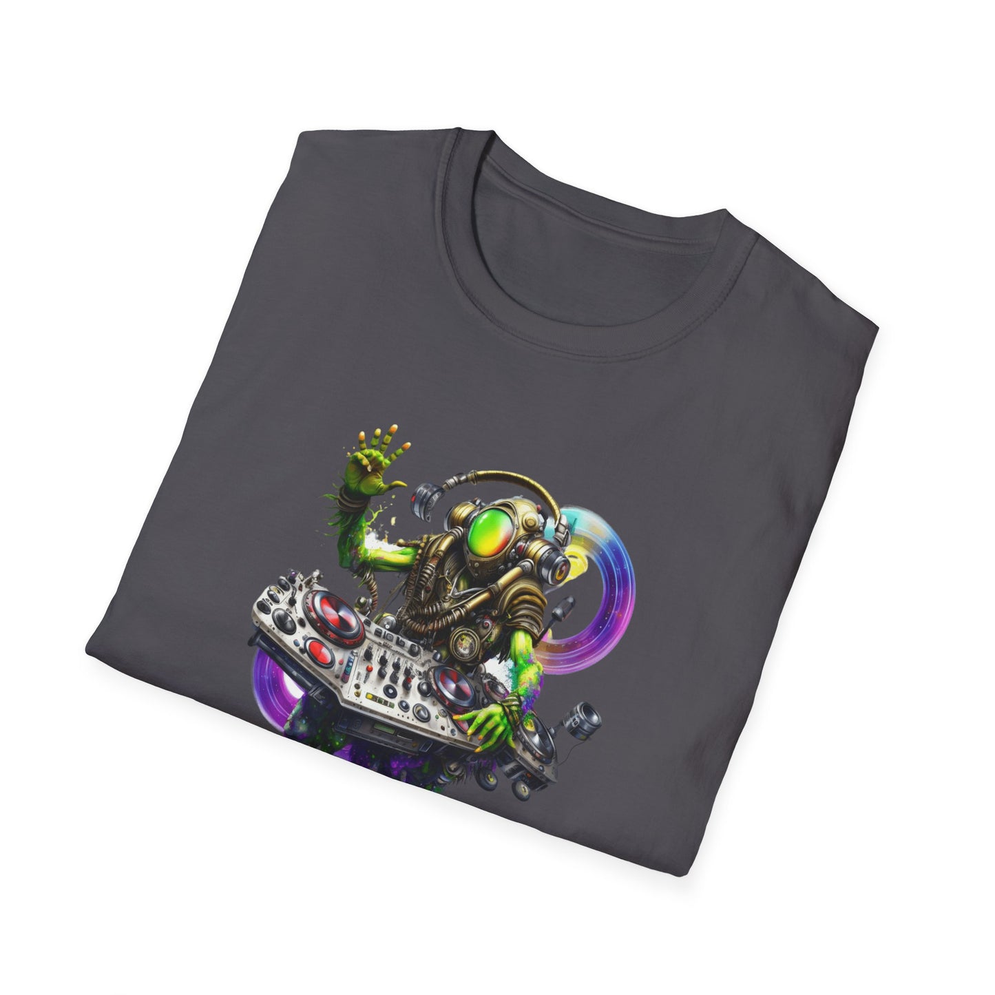 Cyberpunk Space DJ T-Shirt Graphic Art Funny Unisex tshirt UFO Lover Tee UAP Shirt Weird Cool Gift Retro Space Art Tee Extraterrestrial Jams